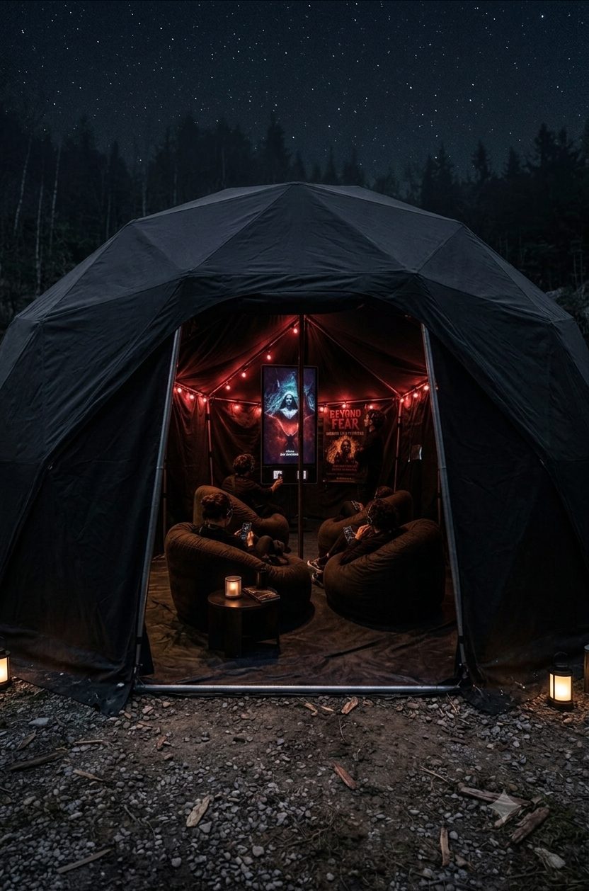 Reel Fear dome tent at night